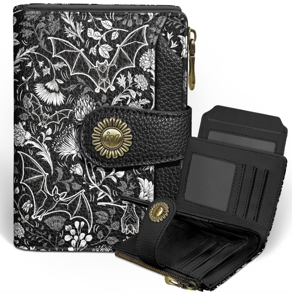 Black and White Bat Pattern Wallet